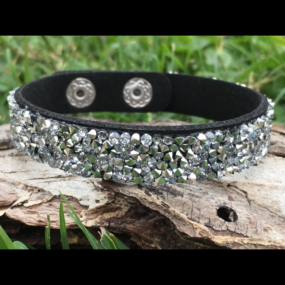 Silver Crystals in Silicone Wrap Bracelet